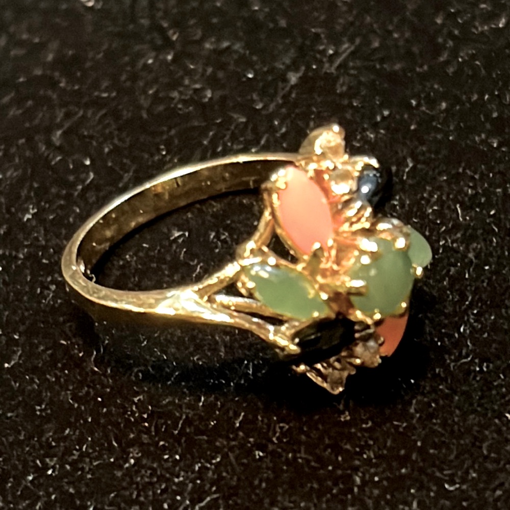 14 Karat Gold Plated Ring With Multicolored Stones